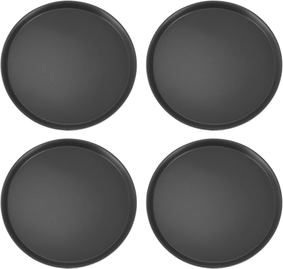 16-Inch Round Non-Slip Serving Trays – 4 Pack Rubber Surface Plastic Tray Set for Restaurant, Café & Bar