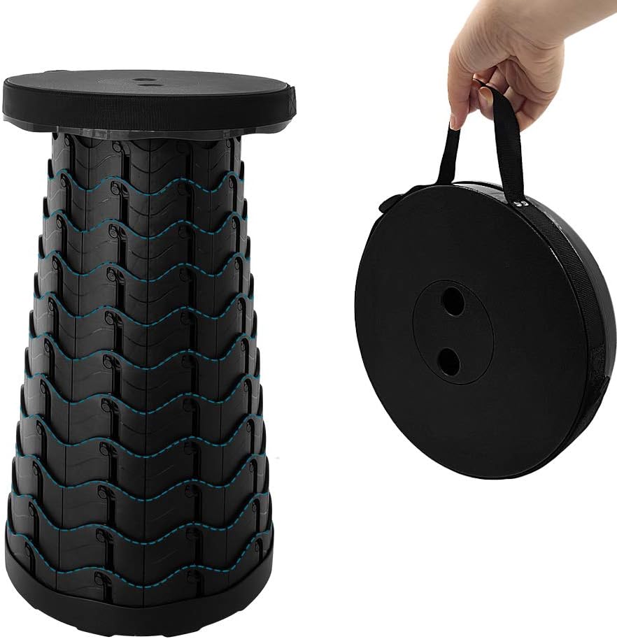 Retractable Folding Stool Upgraded, Portable Lightweight Collapsible Stool Telescoping Chair Seat Adjustable Height with Load 400 lbs for Adult Camping Travel Fishing Outdoor