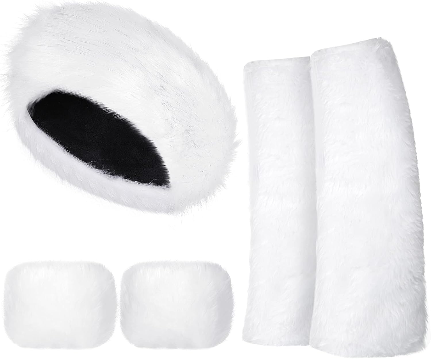 3 Pieces Faux Fur Headband Set Ear Warmer Headwrap Furry Wrist Cuff Leg Warmers Boot Cuff Accessories for Girls