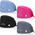 4 Pieces Working Cap with Buttons, Unisex Bouffant Working Hat with Adjustable Sweatband
