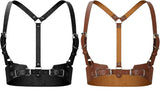2 Pcs Women Leather Waist Belt Leather Harness for Women Fashion Body Chain Adjustable Waist Belt for Party Cosplay