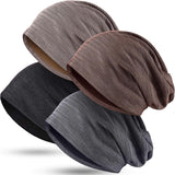 4 Pieces Slouchy Beanie Hat Sleeping Cap Baggy Skull Knit Sleeping Hat Headwear Head Wrap Cap for Men Women