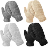 Women's Winter Mittens - Knitted Gloves, Warm Fleece & Double Wool