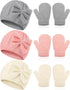 3 Set Toddler Hat Glove Set, Kids Winter Hats Warm Knitted Beanie Mittens Gloves with Bow for Baby Girls Boys 0-6Y