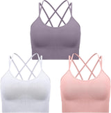 3 Pcs Strappy Sports Bras for Women Crisscross for Yoga Running Support Yoga Bra Padded Workout Bras