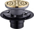 Round Shower Drain SUS304 Stainless Steel Brushed Gold Shower Drain 4 inch with Adjustable PVC Base Flange,Shower Floor Drain with Removable Cover Grid Grate