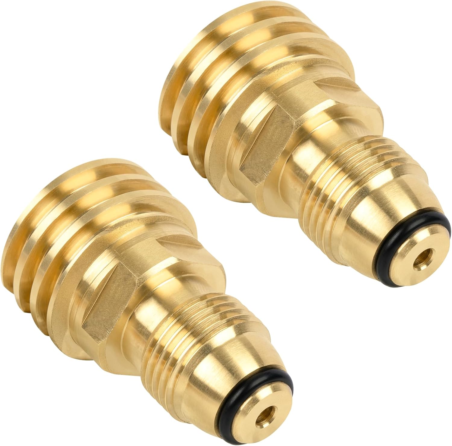 POL to QCC1 Propane Tank Adapter - Old to New, 100 lb LP Tank Valve to Type-1 Fitting, Solid Brass, 2 Pack