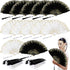 12 Sets Marabou Feather Fan Bulk 20s Folding Fan Wedding Party Favor Lace Vintage Embroidered Flapper Costume Women Dancing Party (White,Black)