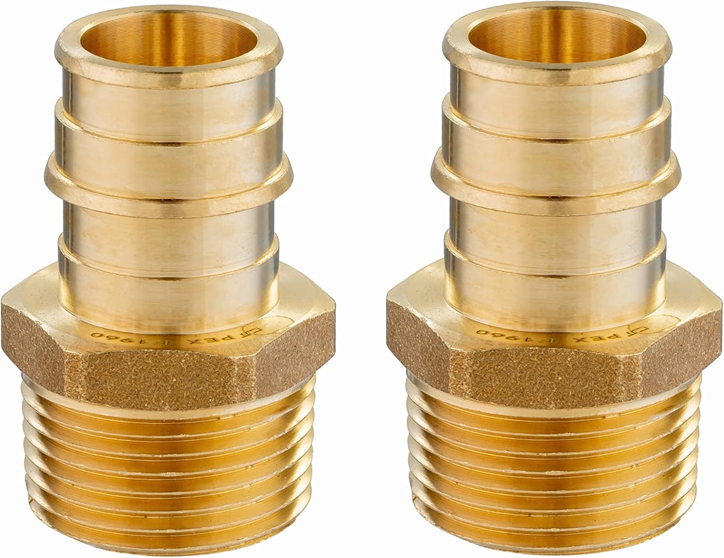 (Pack of 2)  Pex A Full Flow Expansion Brass Fittings 1"x 1" Male NPT Adapter, ASTM F1960,(PEX1960019)