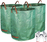 3-Pack 72 Gallon Yard Waste Bags, Reusable Heavy Duty Collapsible Garden Leaf Bags with Plastic Ring, Stand-Up Yard Waste Bin for Leaves, Lawn Debris & Grass Clippings