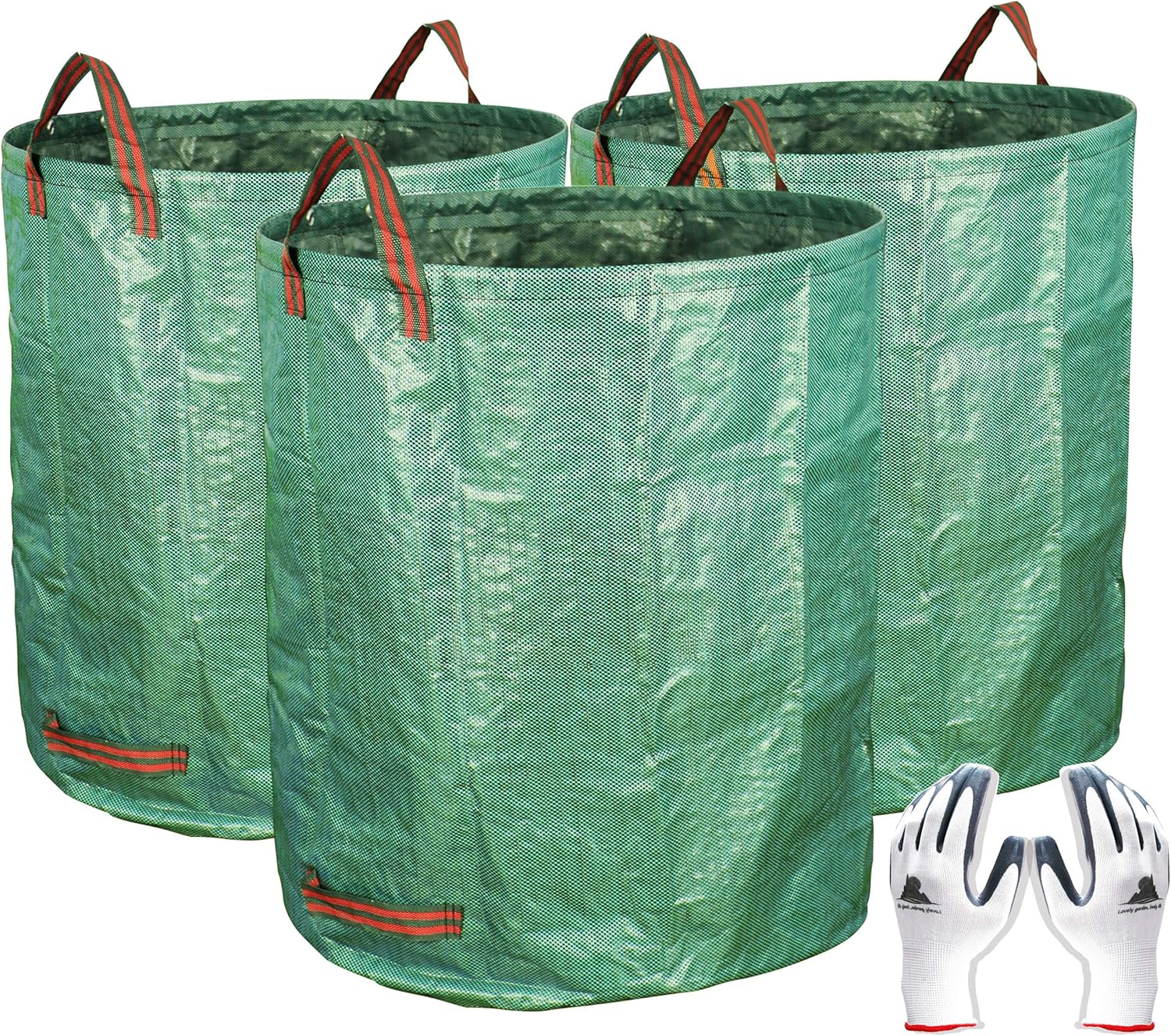 3-Pack 72 Gallon Yard Waste Bags, Reusable Heavy Duty Collapsible Garden Leaf Bags with Plastic Ring, Stand-Up Yard Waste Bin for Leaves, Lawn Debris & Grass Clippings