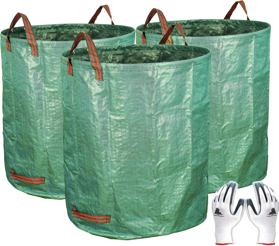 3-Pack 72 Gallon Yard Waste Bags, Reusable Heavy Duty Collapsible Garden Leaf Bags with Plastic Ring, Stand-Up Yard Waste Bin for Leaves, Lawn Debris & Grass Clippings
