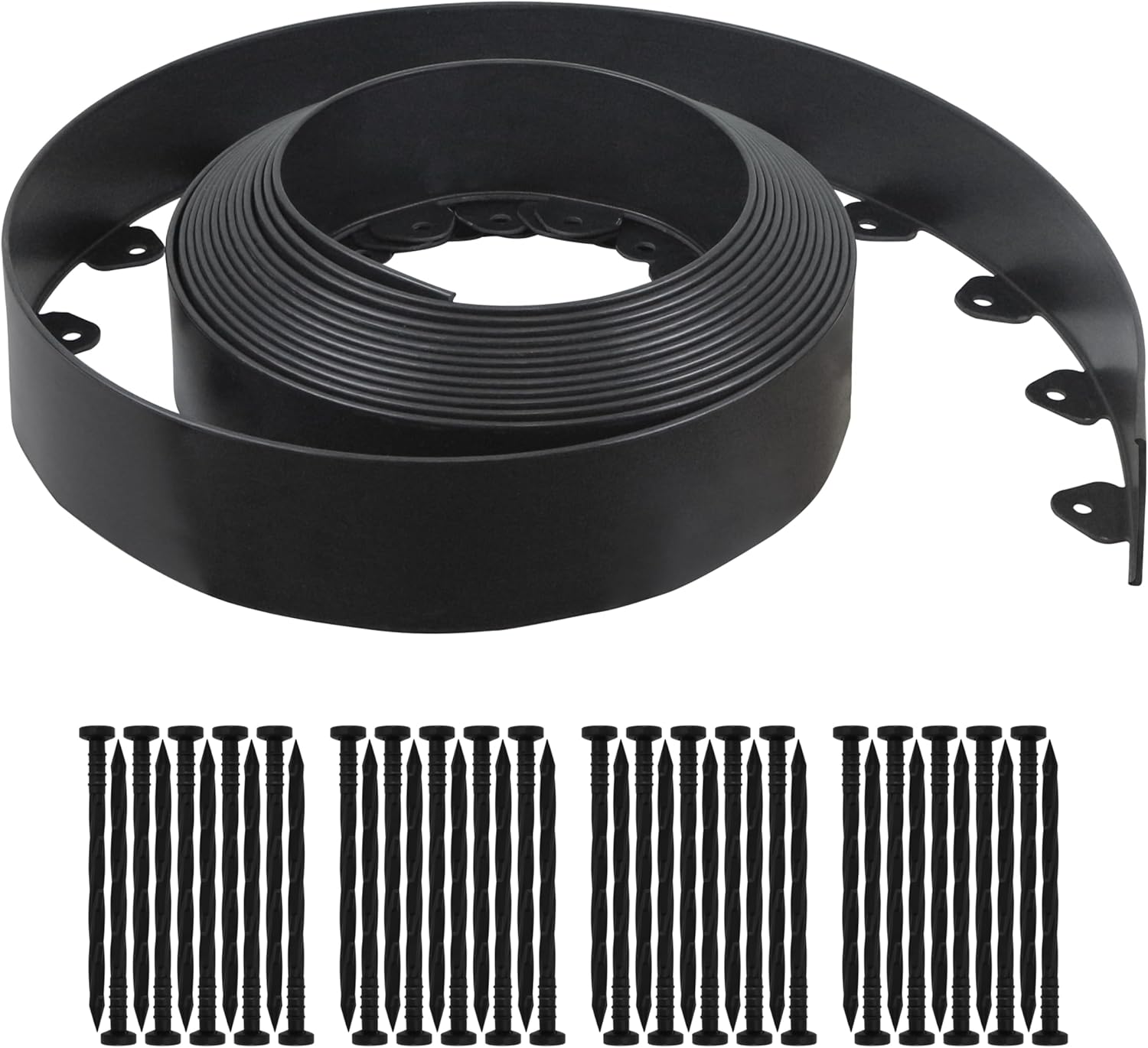 Landscape Edging Kit, 40-Foot Long, 3-Inch Tall, No Dig Garden Edging Border for Flower Beds, Tree Rings, Pathways, Includes 40 Spikes