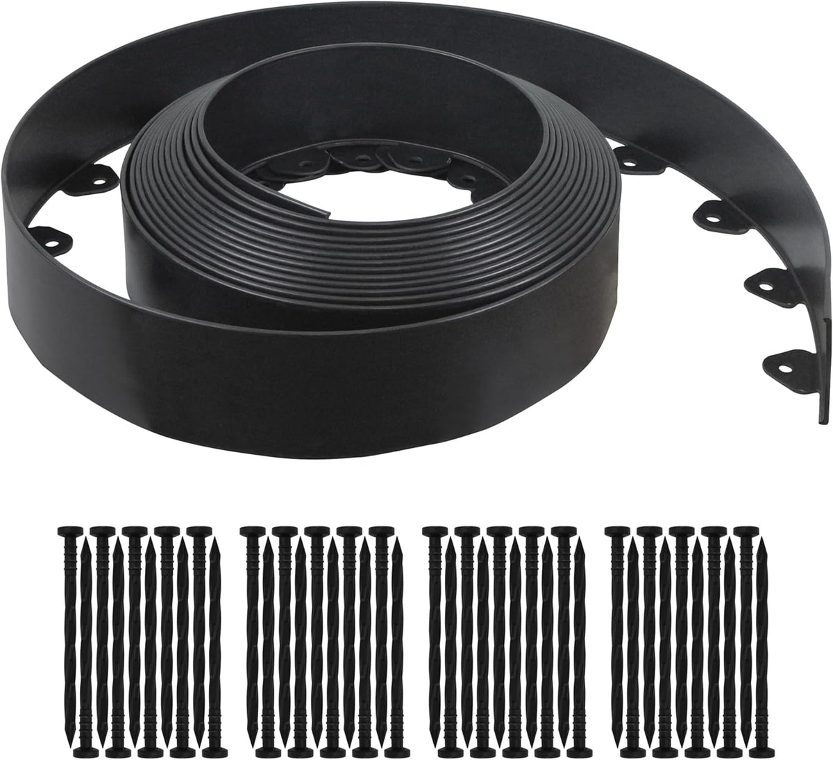 Landscape Edging Kit, 40-Foot Long, 3-Inch Tall, No Dig Garden Edging Border for Flower Beds, Tree Rings, Pathways, Includes 40 Spikes