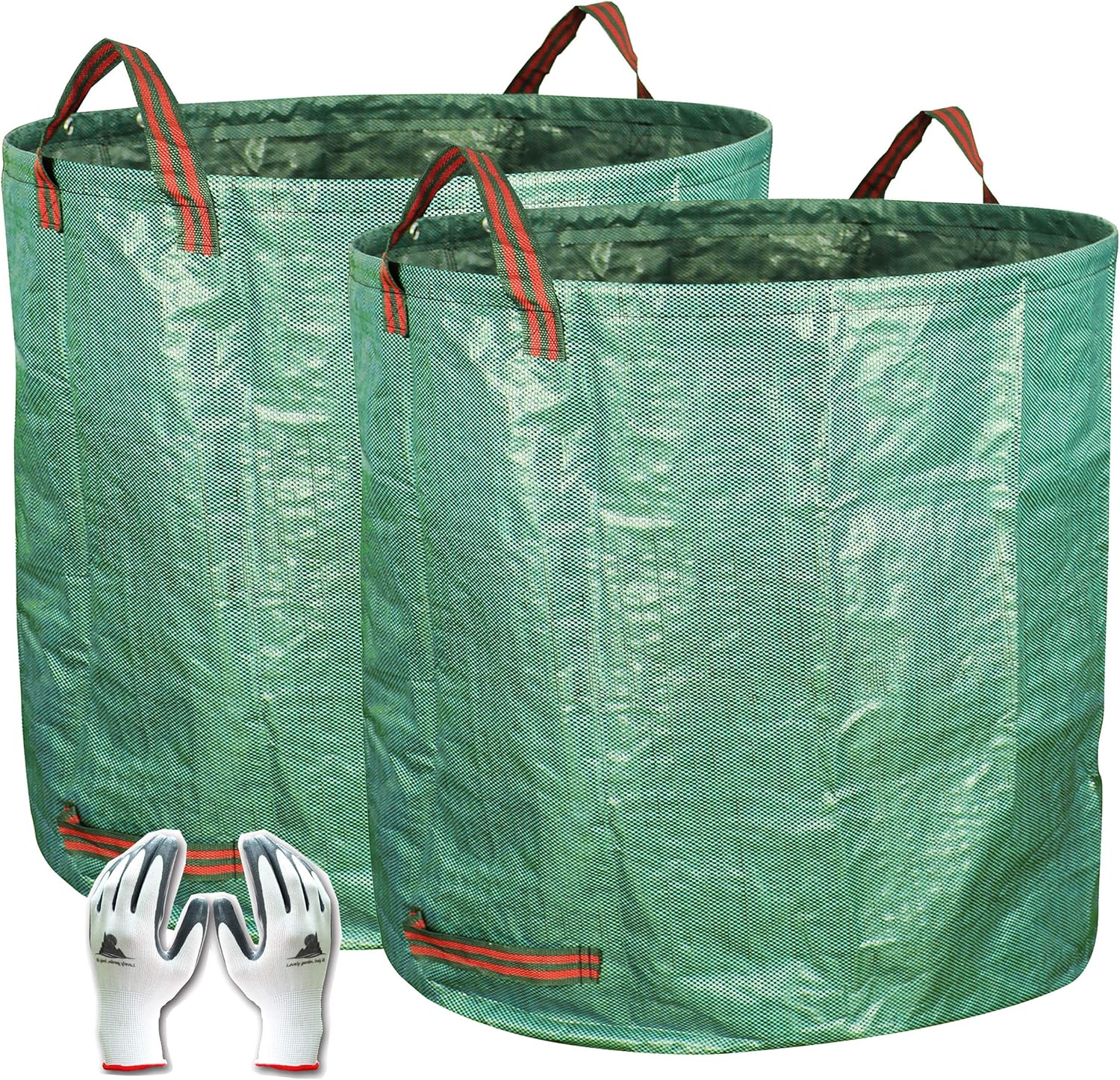 2-Pack 132 Gallon Yard Waste Bags, Reusable Heavy Duty Collapsible Garden Leaf Bags with Plastic Ring, Stand-Up Yard Waste Bin for Leaves, Lawn Debris & Grass Clippings
