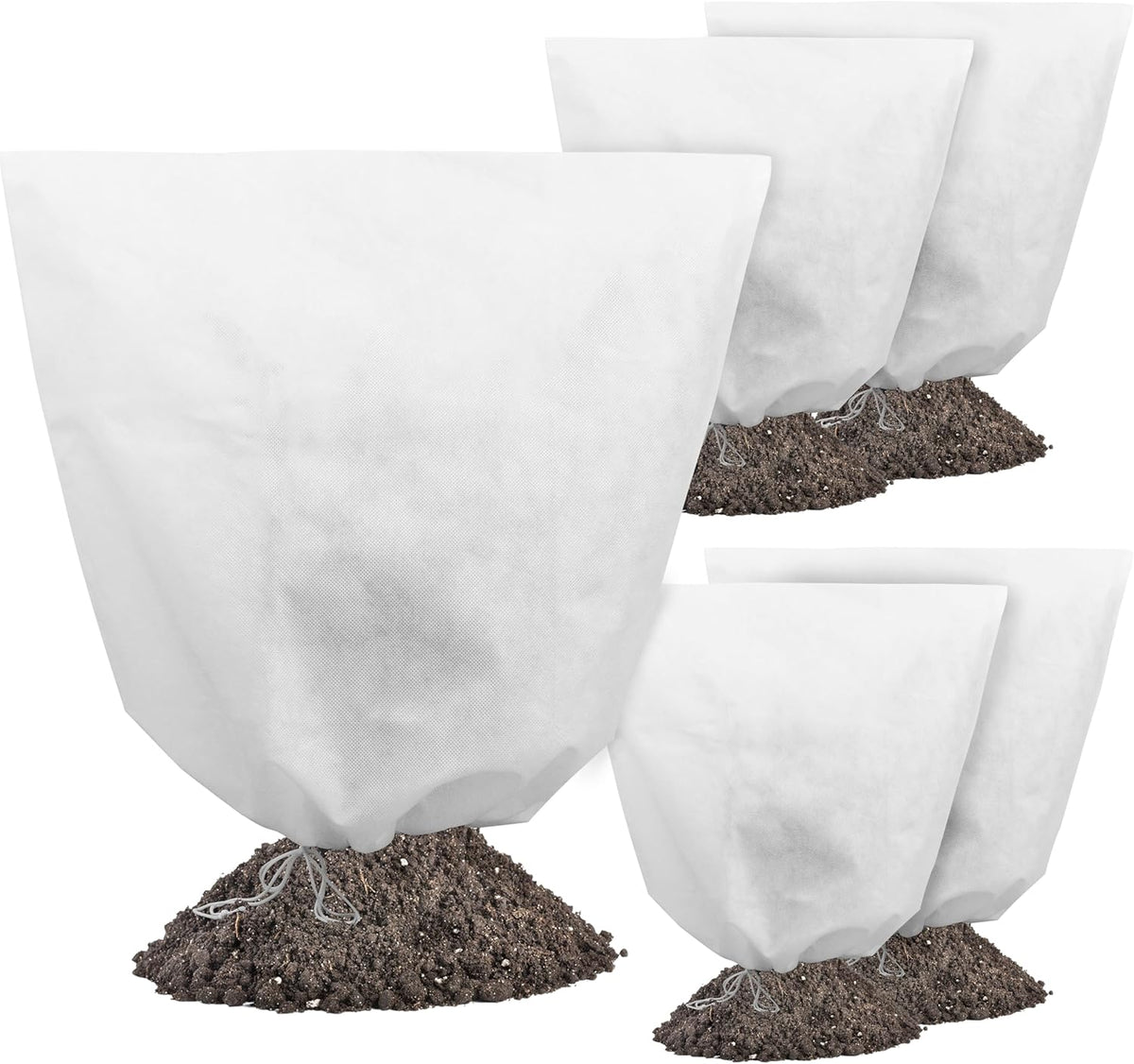 5-Pack Plant Covers Freeze Protection, Drawstring Tree Cover, Winter Freeze Plant Protection, Tree Jacket Frost Blanket for Outdoor Plants, 22.4" x 24"