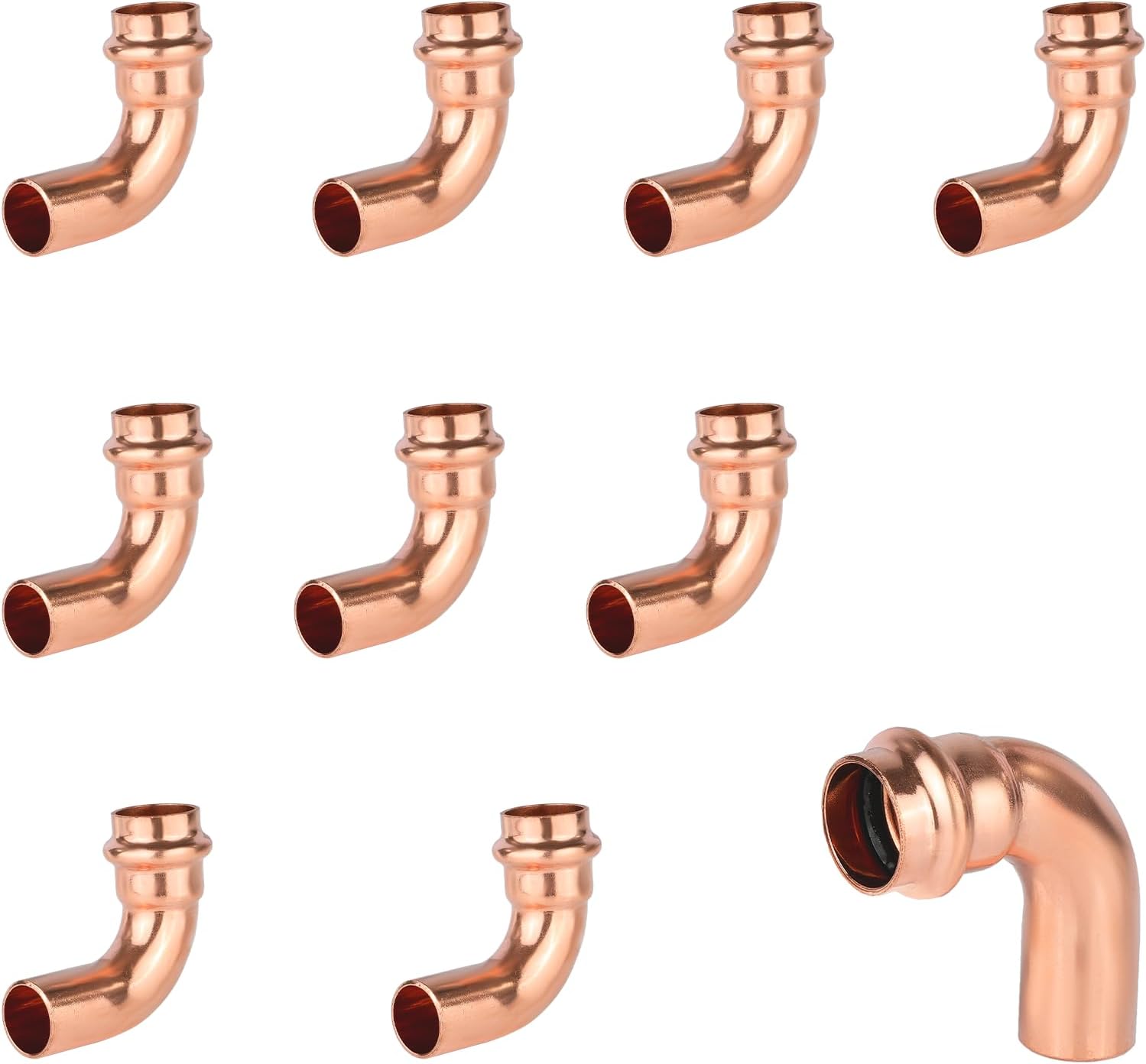 (Pack of 10)  3/4" x 3/4" Copper Press Fit 90 Degree Street Elbow Fittings For Copper Tube Connection (3/4-inch),(PRESS035)