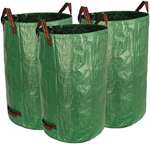 3-Pack 32 Gallon Yard Waste Bags, Reusable Heavy Duty Collapsible Garden Leaf Bags with Plastic Ring, Stand-Up Yard Waste Bin for Leaves, Lawn Debris & Grass Clippings