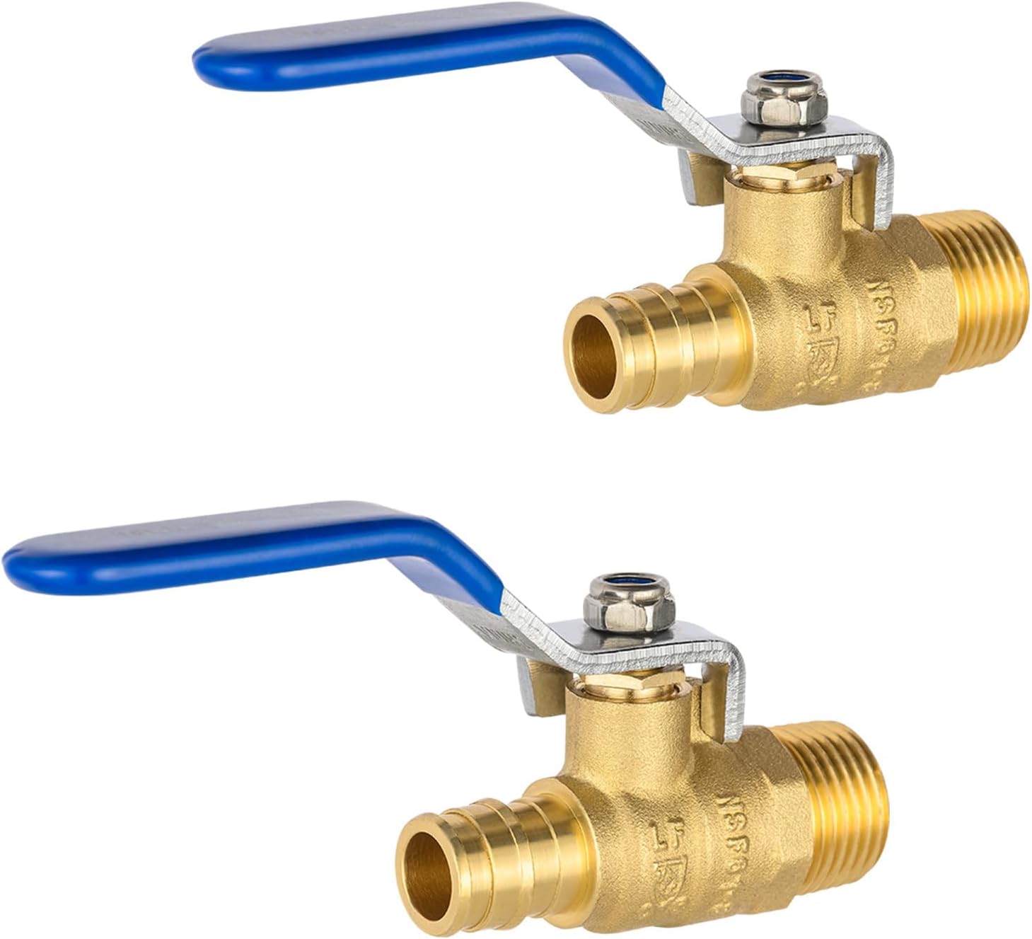 (Pack of 2)  Cold Expansion Pex-A 1/2-inch X 1/2 Inch Male MPT Brass Shut-off Ball Valve for Pex-A Pipe Connection, ASTM F1960, Blue Lever, cUPC Certified,(VALVE445)
