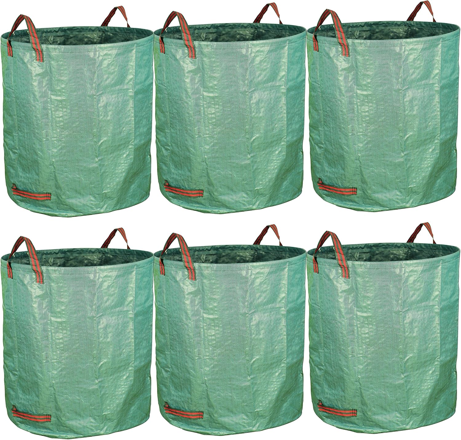 6-Pack 72 Gallon Yard Waste Bags, Reusable Heavy Duty Collapsible Garden Leaf Bags with Plastic Ring, Stand-Up Yard Waste Bin for Leaves, Lawn Debris & Grass Clippings