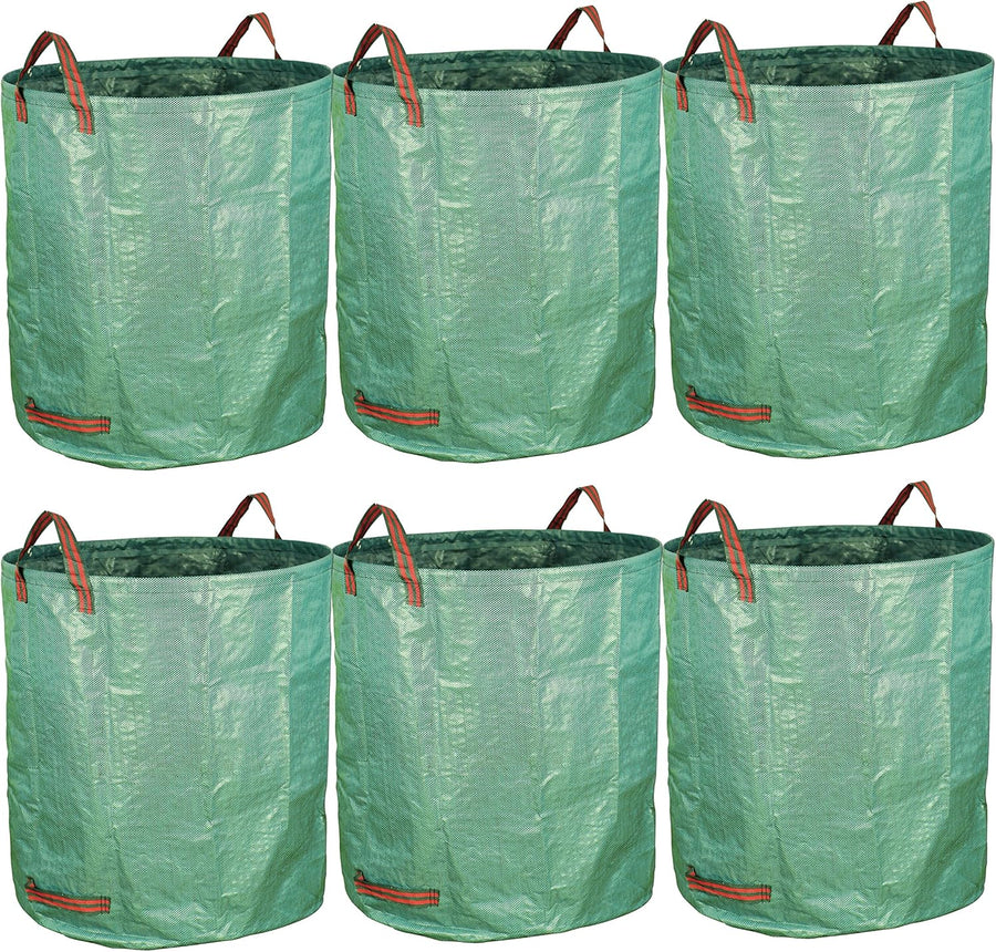 6-Pack 72 Gallon Yard Waste Bags, Reusable Heavy Duty Collapsible Garden Leaf Bags with Plastic Ring, Stand-Up Yard Waste Bin for Leaves, Lawn Debris & Grass Clippings