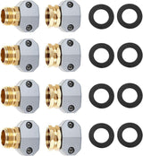 Aluminum garden hose repair connectors with zinc clamps