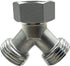 Stainless Steel Garden Hose Splitter 2 Way Y Connector Heavy Duty for Outdoor Garden Faucet Hose Bib
