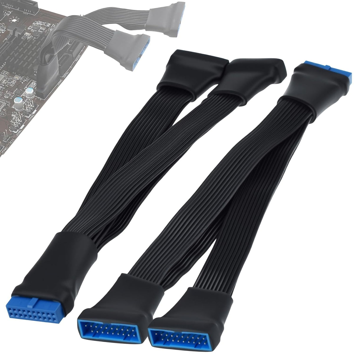 2Pcs USB 3.0 Header Splitter Extension Cable, 19/20 Pin 1 to 2 Y Internal Hub Splitter, Internal Adapter DIY-Cable for Motherboard (5.9 inch)