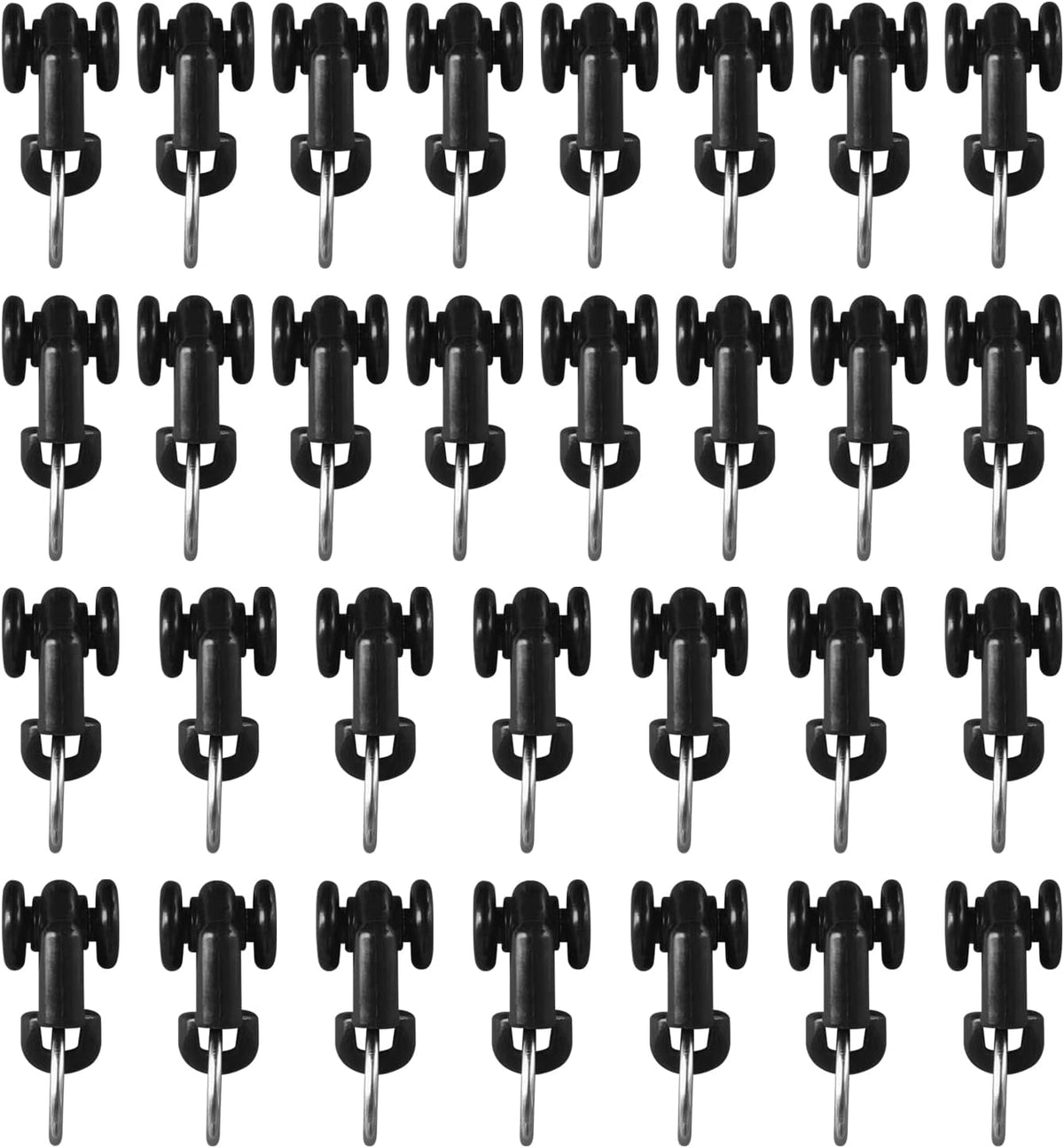 Curtain Tracks Ceiling Wall Mounted Heavy-Duty Curtains Rails Room Divider Curtain Track for Living Room Bedroom Room Shower Divider Pulley Black, 30pcs
