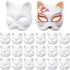 20 Pcs Cat Masks White Blank Therian Masks for Masquerade Halloween Cosplay Parties Costume Accessories