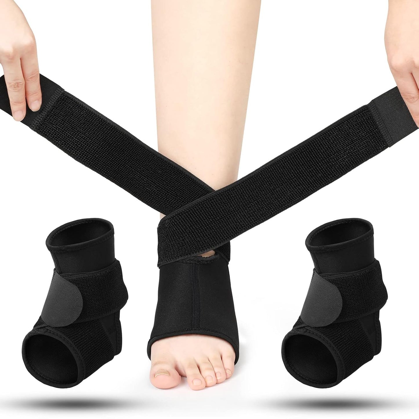 2 Pcs Ankle Brace Kids Ankle Support for Sport Sprained Neoprene Breathable Compression Sleeve with Adjustable Wrap for Youth Child Boy Girl Plantar Fasciitis Achilles Tendonitis(Black,S)