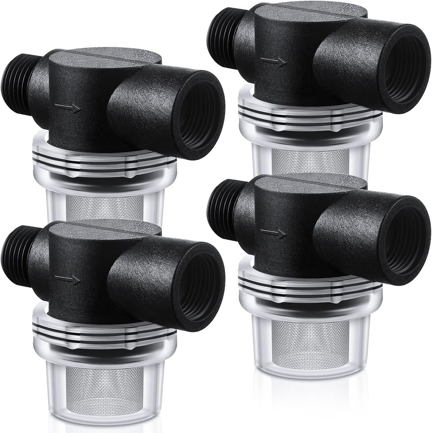 4 Pack Water Pump Strainer Filter, RV Replacement 1/2 Twist On Pipe Strainer with 50 Mesh Stainless Steel Filter Screen Compatible with WFCO or Shurflo Pumps