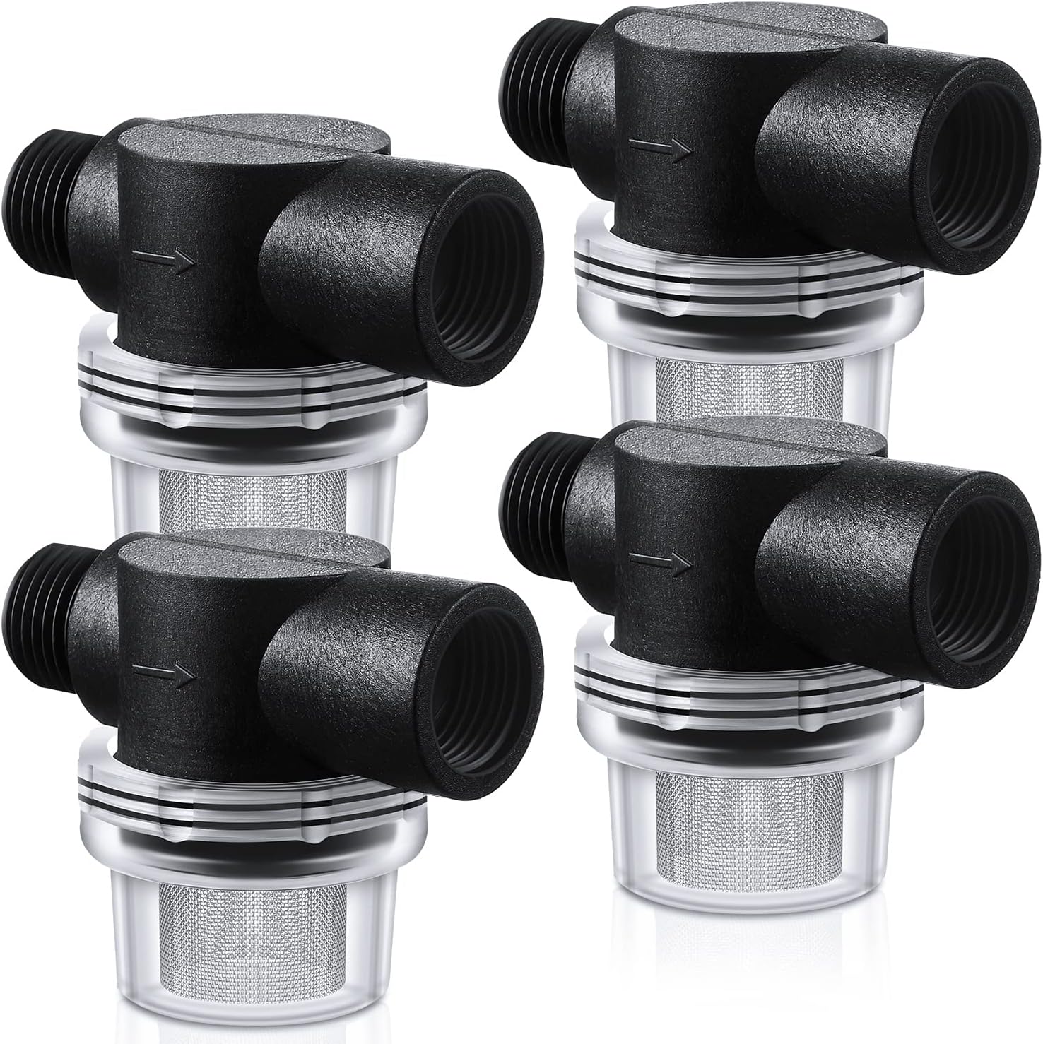 4 Pack Water Pump Strainer Filter, RV Replacement 1/2 Twist On Pipe Strainer with 50 Mesh Stainless Steel Filter Screen Compatible with WFCO or Shurflo Pumps