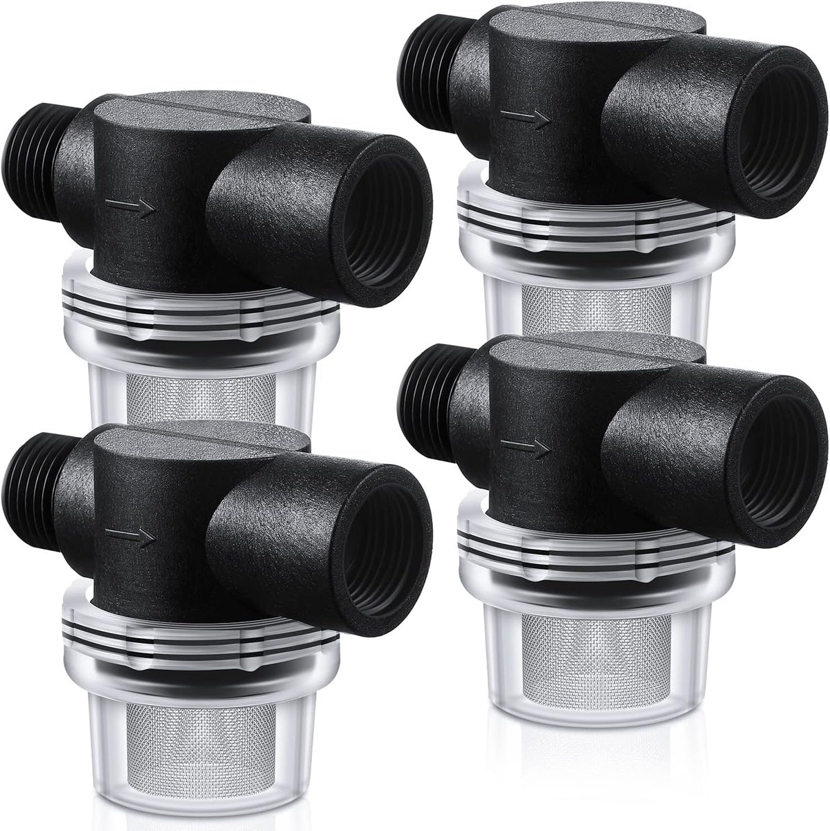 4 Pack Water Pump Strainer Filter, RV Replacement 1/2 Twist On Pipe Strainer with 50 Mesh Stainless Steel Filter Screen Compatible with WFCO or Shurflo Pumps