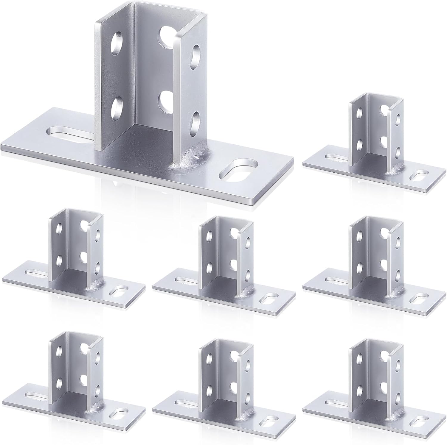8 Pcs 2 Slotted Hole U Post Base Strut Mount for 1-5/8 Square Single Channel Carbon Steel Q235B, Ground Floors Universal Fence Post Base Sign for Rack Mount Track System