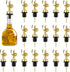24pc Olive Oil Spout Stainless Steel Weighted Bulk Self-Closing Bottle Pourers for Wine Syrup Home Bar Accessories (Gold)