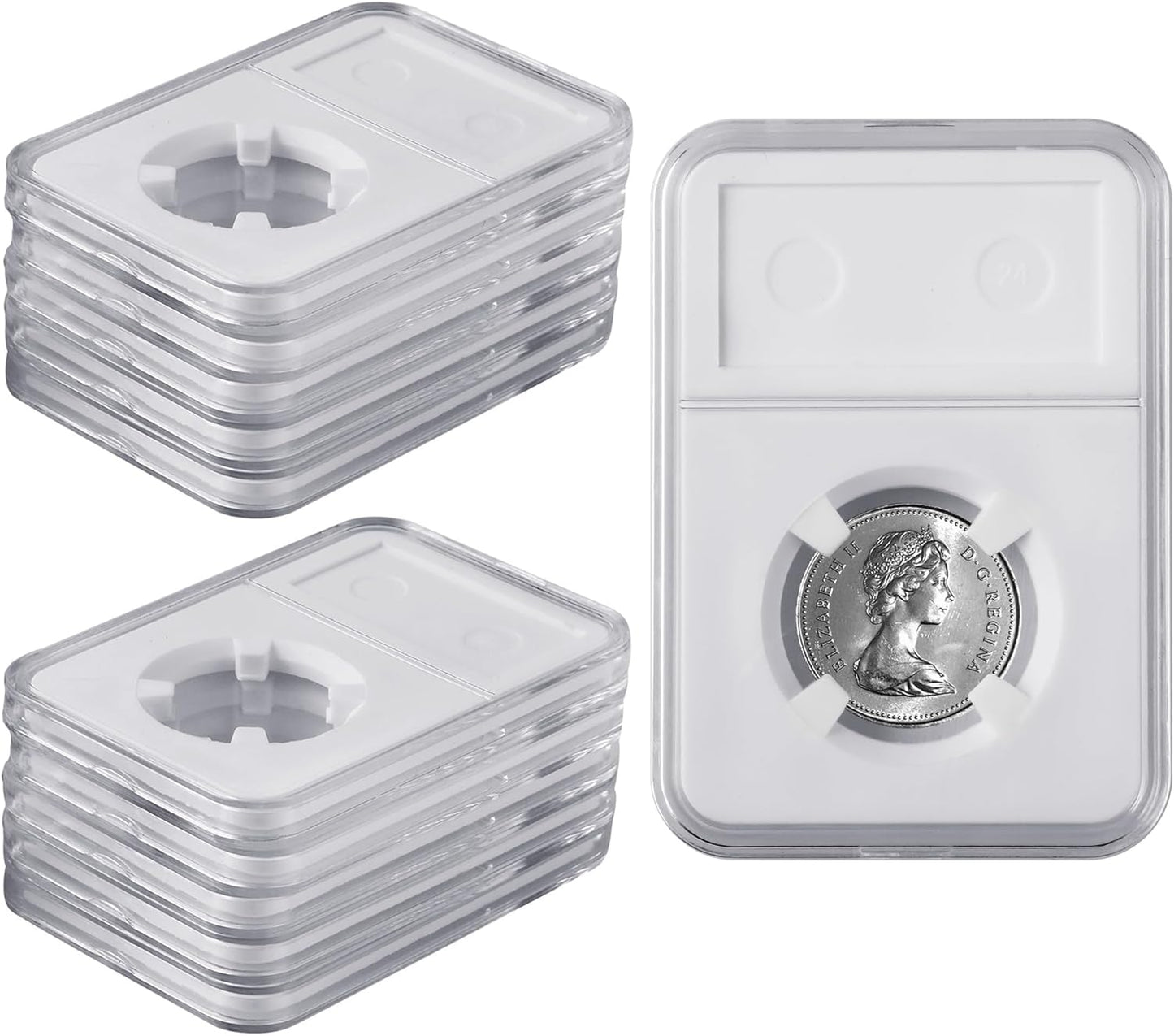 10 Packs 30mm Coin Slab Display Holder, Storage Case for JFK Half Dollar, Clear Acrylic Cases for Coin Organize and Collection, Four-Point Fixation Coin Slab Capsules Protector