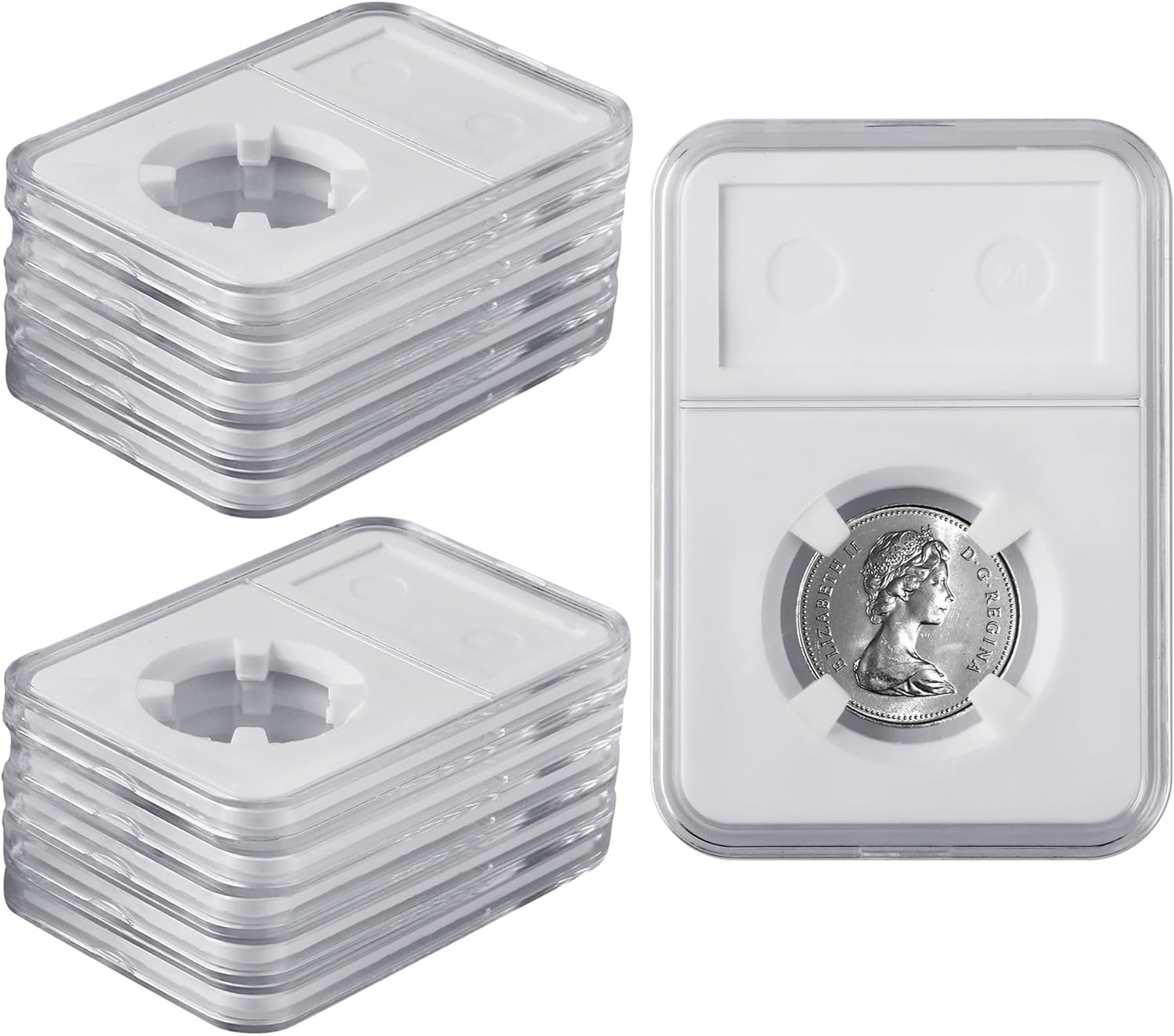 10 Packs 30mm Coin Slab Display Holder, Storage Case for JFK Half Dollar, Clear Acrylic Cases for Coin Organize and Collection, Four-Point Fixation Coin Slab Capsules Protector