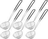 6 Pieces Hot Pot Kit Strainer Scoops Stainless Steel 2.5 Inch Mini Spider Strainer Skimmer Pasta Mesh Spoon Asian Skimmer Spoon Ladle with Handle for Home (Black)