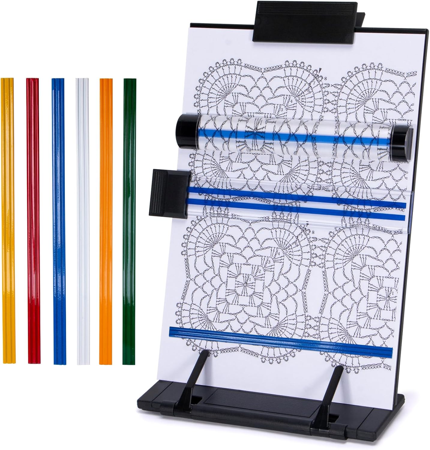 Knitting Pattern Holder with 6 Color Replacement Magnets 1 Magnifying Ruler,Cross Stitch Supplies and Accessories for Crafts Work, 12" L x 8.4" W