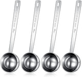 4 Pieces 2 Tablespoon Scoops with Long Handle, 30 ml Stainless Steel Measuring Spoon for Coffee Milk Fruit Powder, Loose Tea Dry, Spice Jar, Cooking Baking, and Other Dry Goods