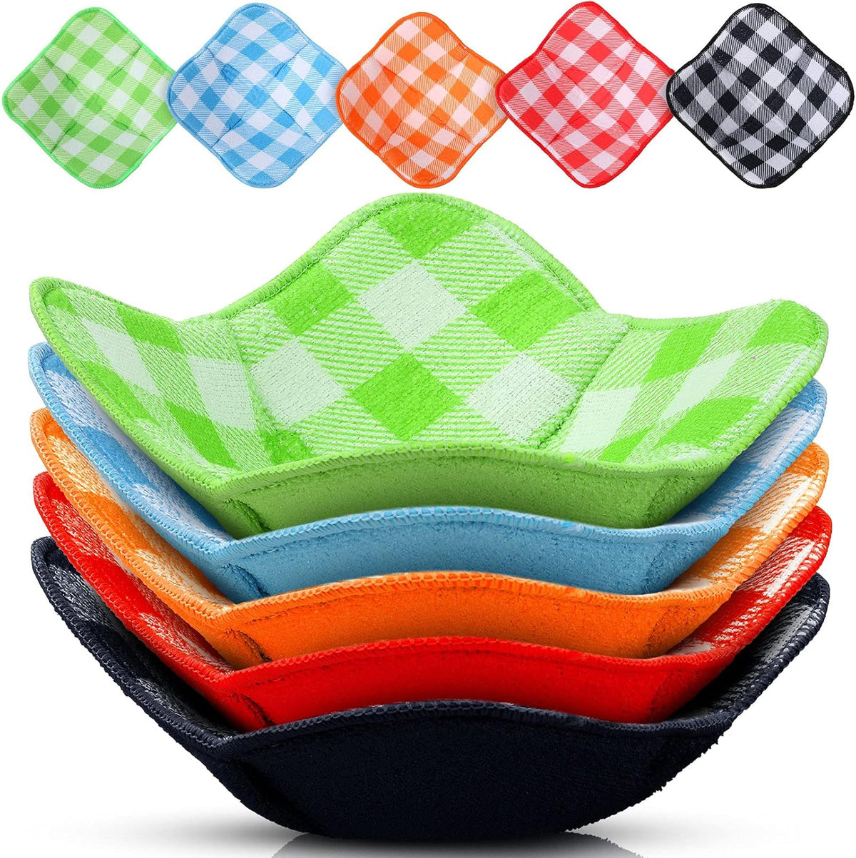5 Pieces Hot Bowl Holder Microwave Safe Bowl Cozies Multipurpose Heat Proof Plate Holder to Prevent Hand from Heat and Maintain Food Warm (Red, Blue, Green, Yellow, Black)