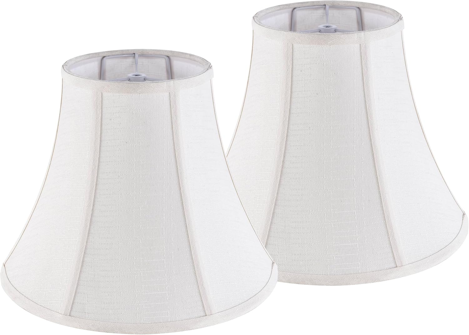 Creme White Bell Lamp Shades Set of 2 Medium Shade 6.7``Top x 13``Bottom x 10``High(Spider) Traditional Lampshade for Table & Bedside Lamp - Replacement Lampshades By
