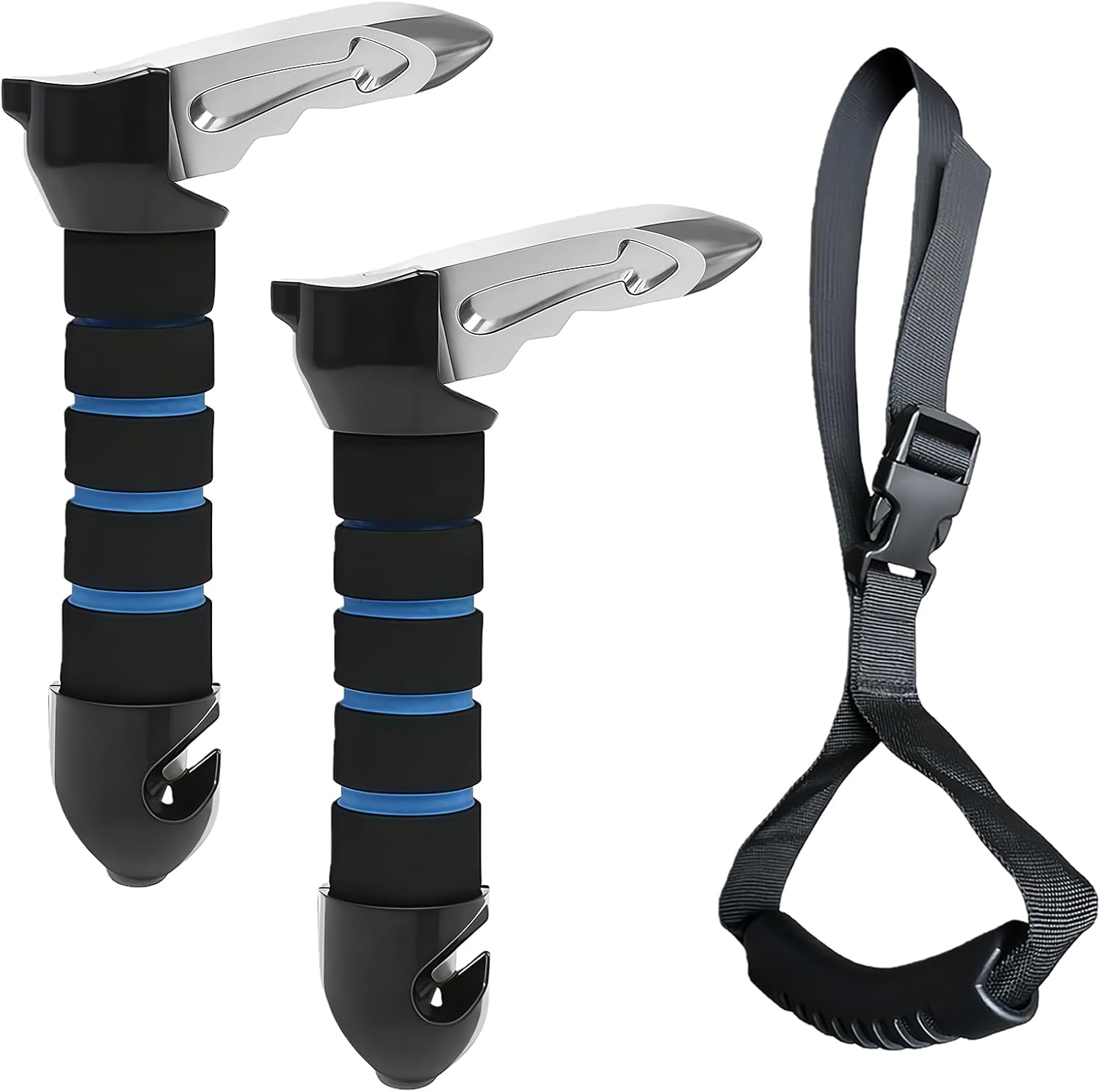 Portable Car Handle Assist Support with Grab Handle 3 in 1 Automotive Door Assist Handle Suitable for All U-Shaped Latch Cars Combined with Seatbelt Cutter and Window Breaker (Blue-2Pcs)
