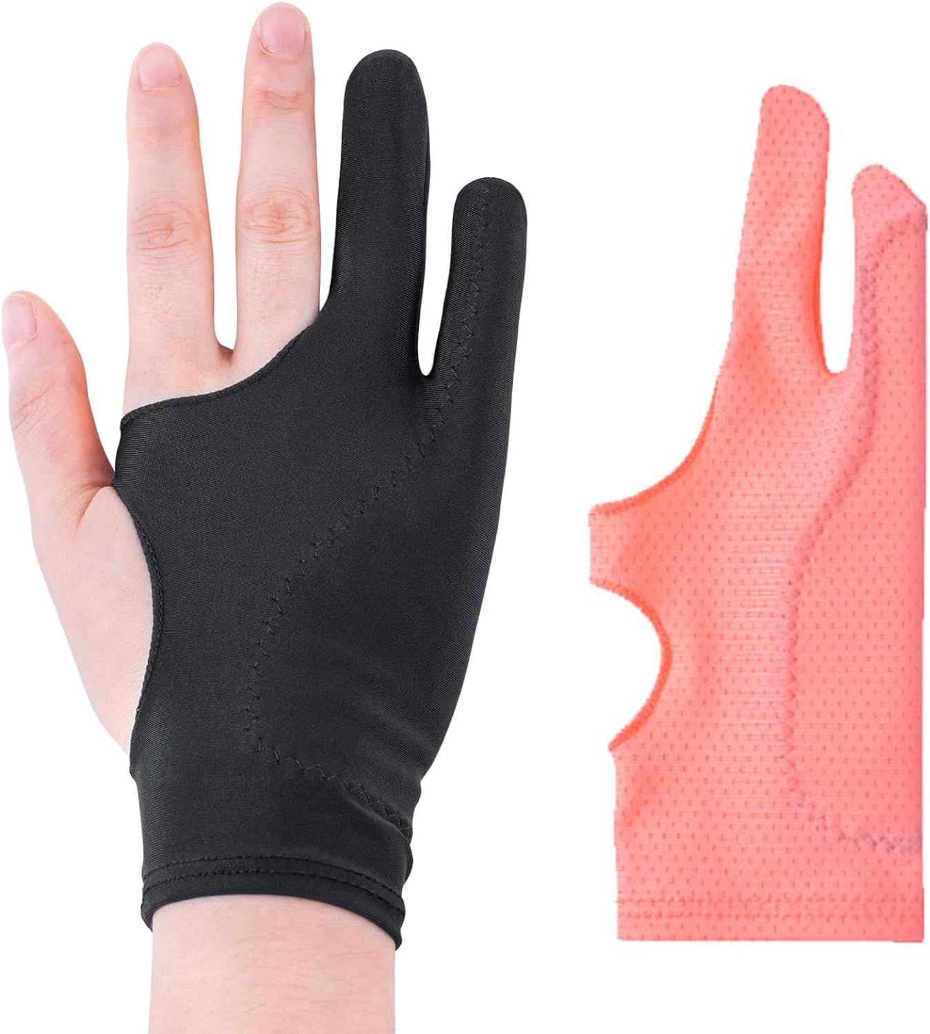 Artist Drawing Glove 3-Layer Palm Rejection [2 Pack Black and Pink]