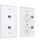 2-Pack 2-Port Ethernet Wall Plate, Cat6 Wall Plate with White RJ45 Keystone Jack, Ethernet Jack Outlet in White