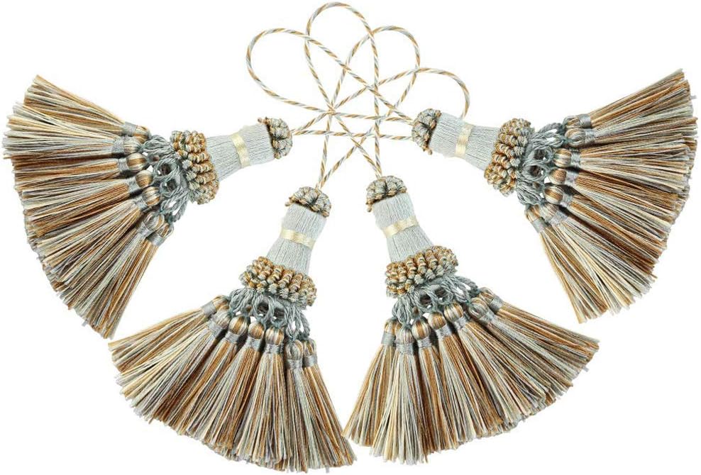 Elegant Polyester Tassel Handmade Colorful Craft Tassels Charms for Key Chain Straps DIY Accessories (Blue, 4 Pack)