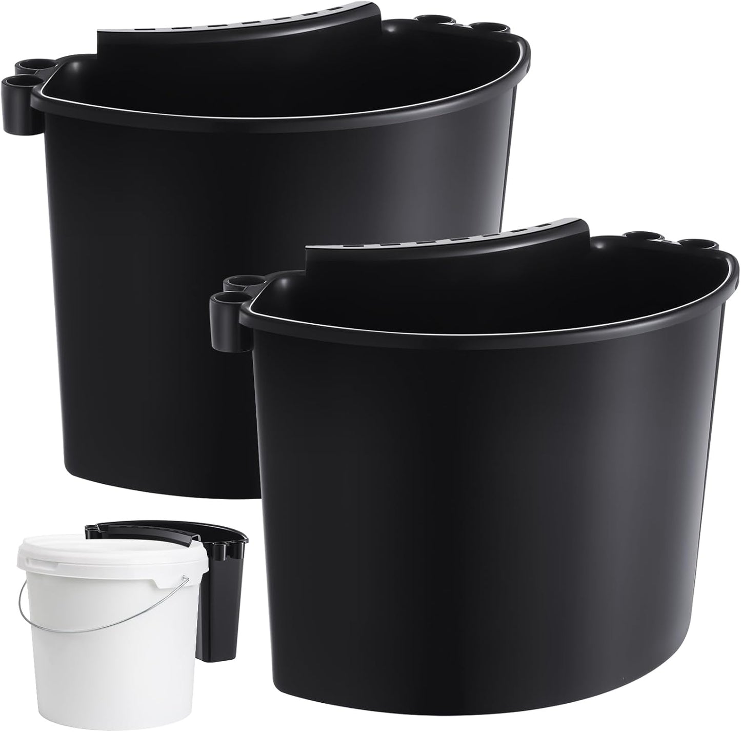 2 Pcs Car Detailing Bucket Organizer 10.2 x 7.8 x 5.5 Inch Car Washing Bucket Caddy Portable Multipurpose Hanging Organizer for Accessories Tool Home Garden Camping (Black)
