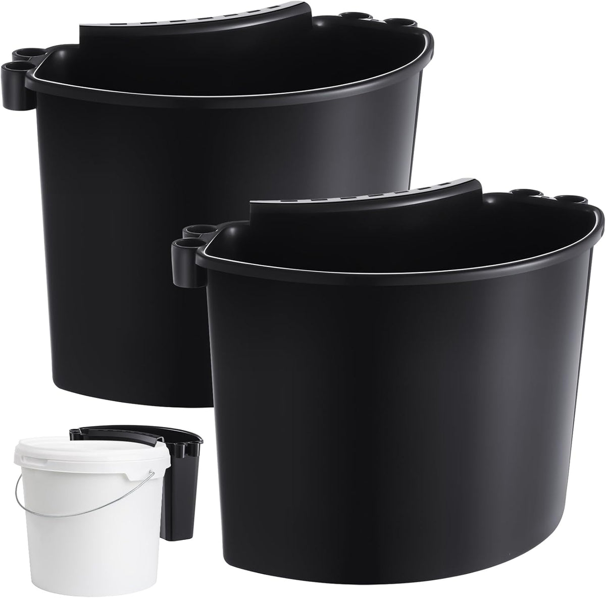 2 Pcs Car Detailing Bucket Organizer 10.2 x 7.8 x 5.5 Inch Car Washing Bucket Caddy Portable Multipurpose Hanging Organizer for Accessories Tool Home Garden Camping (Black)