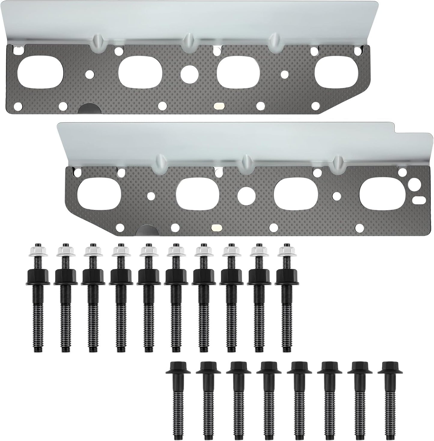 Exhaust Manifold Gasket Set with Bolts and Studs Exhaust Manifold Hardware Gasket Kit Compatible with Ram 5.7l with Bolt Studsv8 2009-2020 1500 2500 3500 Engines(Complete Left + Right)